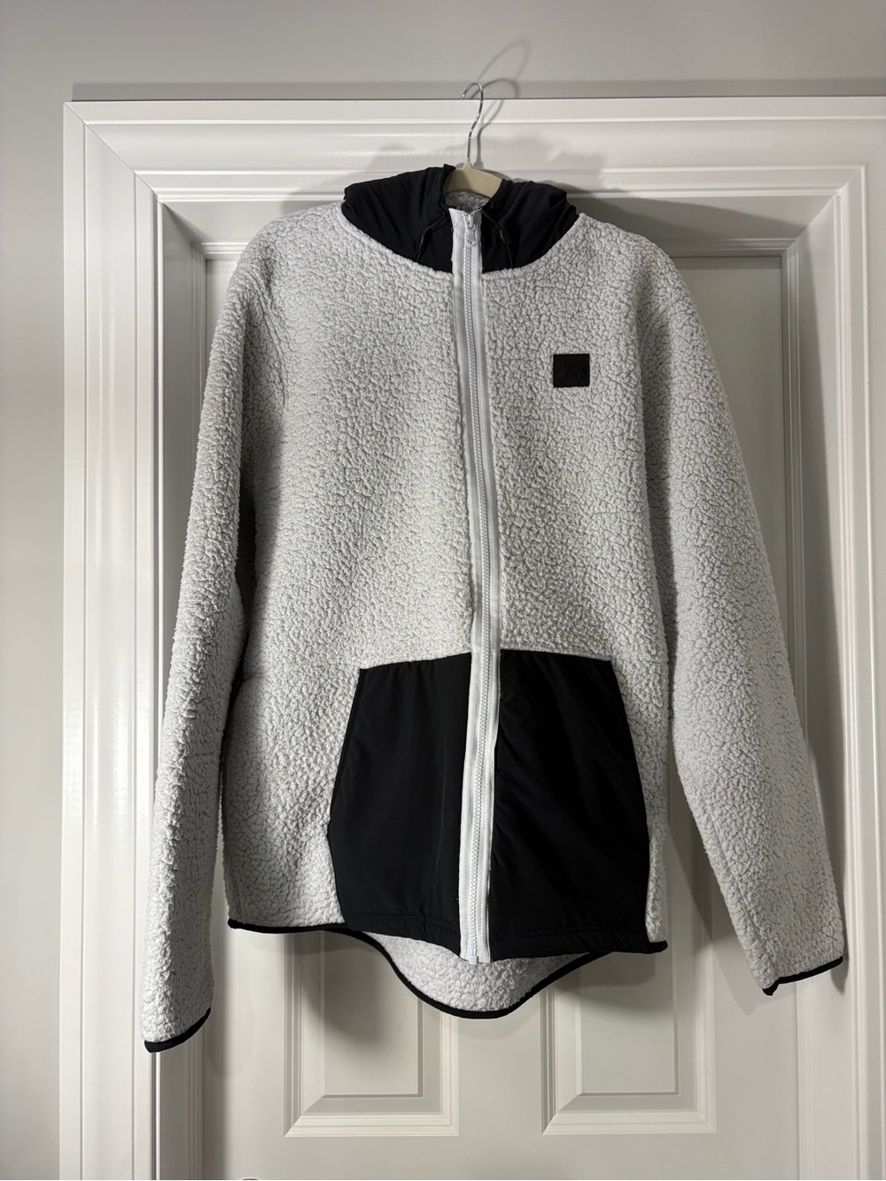 Under Armour Women's White Sherpa Zip Hoodie with Black Accents